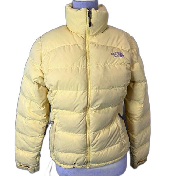 North Face Womens Small Yellow Retro Nuptse Jacket Coat 700 Down Vintage Ladies - Picture 3 of 16